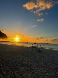 romantic sunset dinner