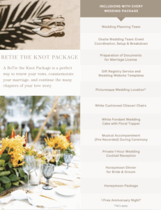 Tie the Knot Package and the Details of the All Inclusive Wedding Package 
