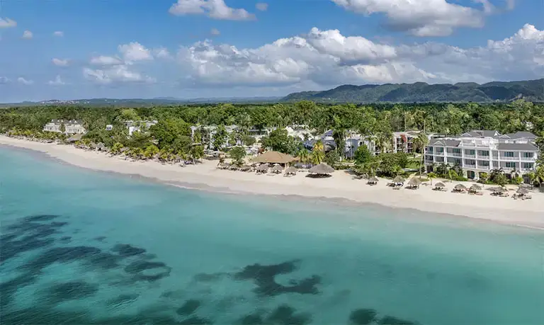 Aerial view of beachfront buildings at Beaches Negril