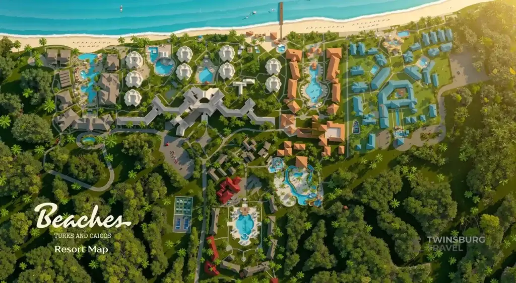 Illustrated resort map of Beaches Turks & Caicos