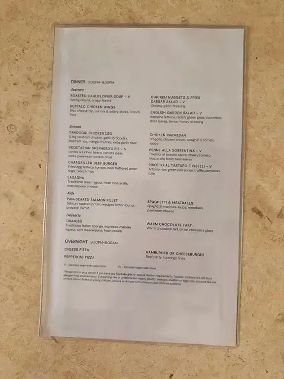 Lunch and dinner menu at Beaches Turks & Caicos