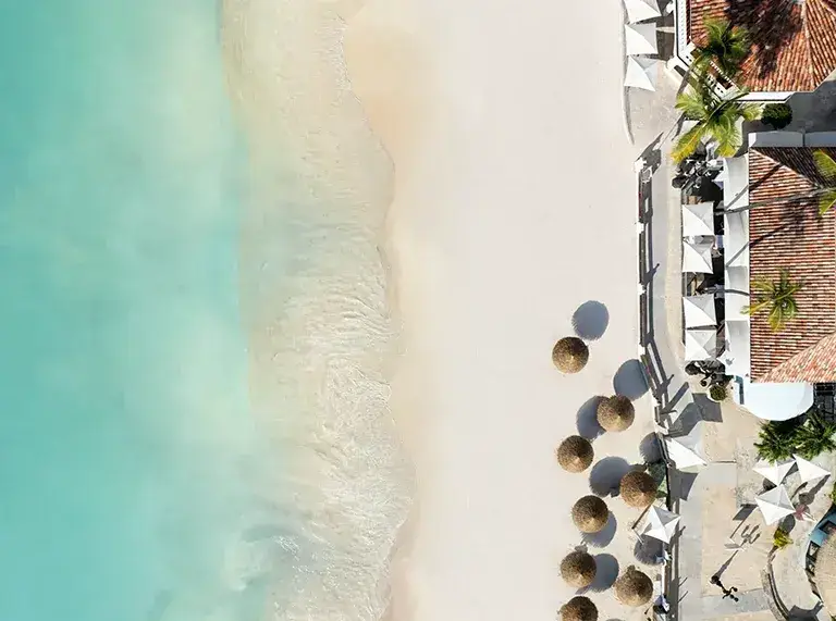 Aerial view of Eleanor's Beach at Sandals Grande Antigua