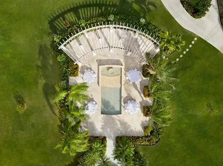 Aerial view of the reflection pool at Sandals Grande Antigua