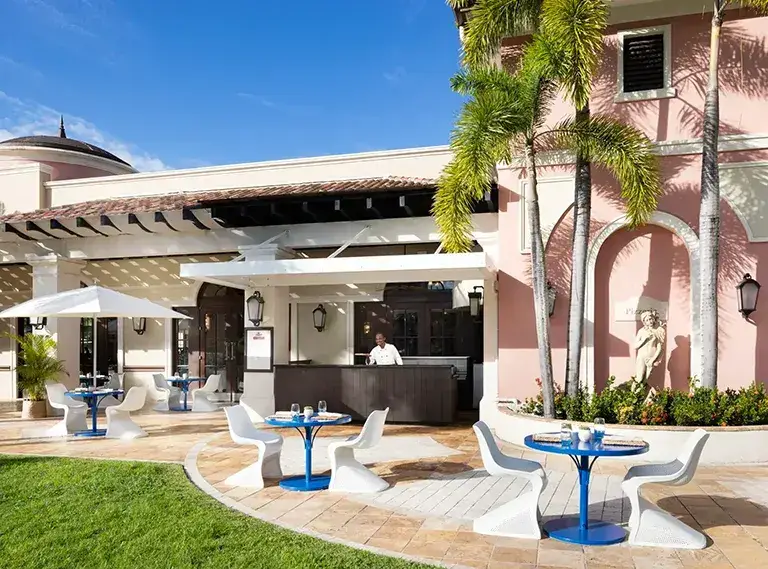 Bella Roma restaurant patio at Sandals Grande Antigua