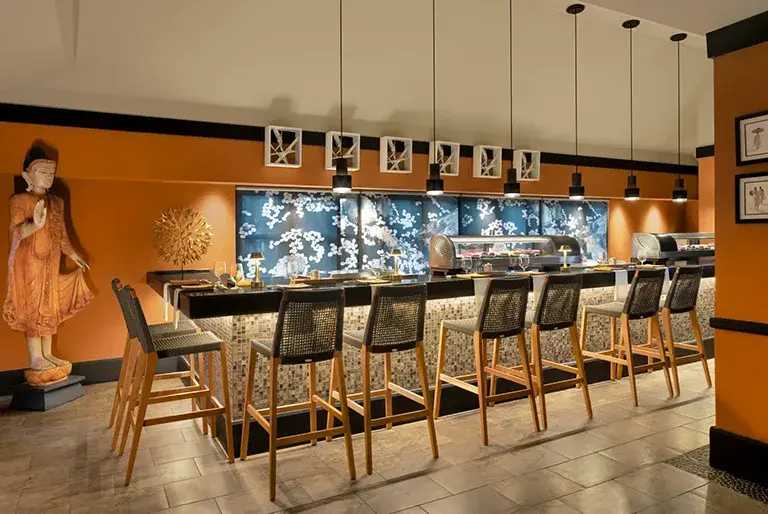 Soy restaurant bar interior at Sandals Grande Antigua
