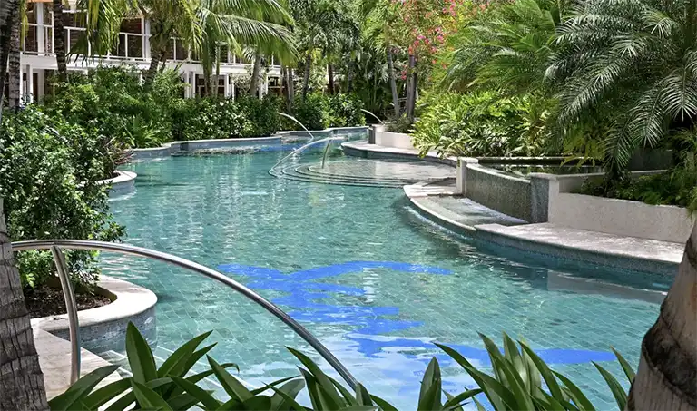 Spa plunge pool with fountain feature at Sandals Halcyon Beach