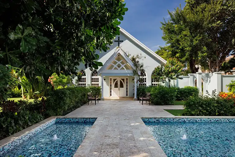 Garden wedding chapel at Sandals Montego Bay