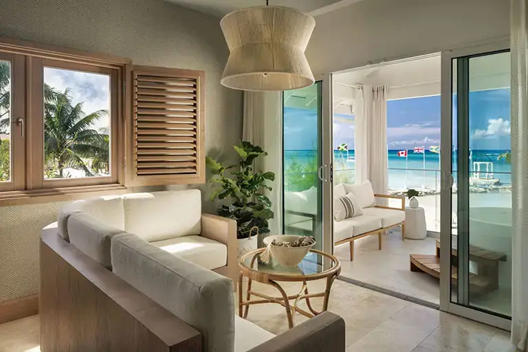 Living room of an Oceanview Butler Suite at Sandals Montego Bay