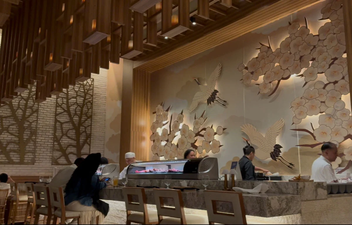 Elegant interior of Oleanders restaurant with wood decor at Sandals Montego Bay