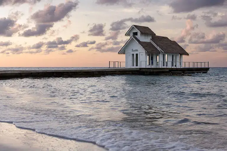 Overwater wedding chapel at Sandals Montego Bay