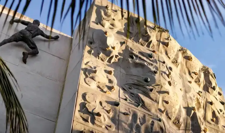 Rock climbing wall activity area at Sandals Ochi Rios