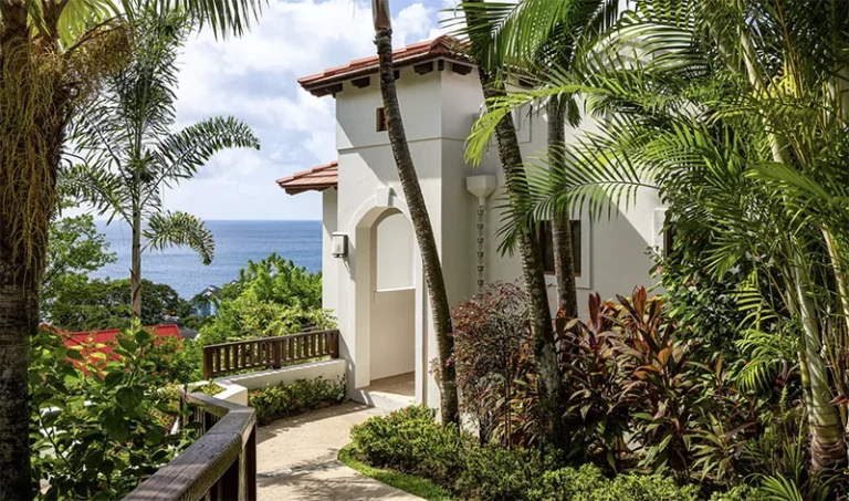 Ocean view villa entrance at Sandals Regency La Toc