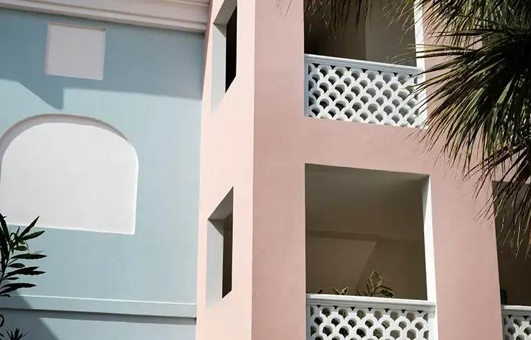 Resort building architecture at Sandals Royal Curacao