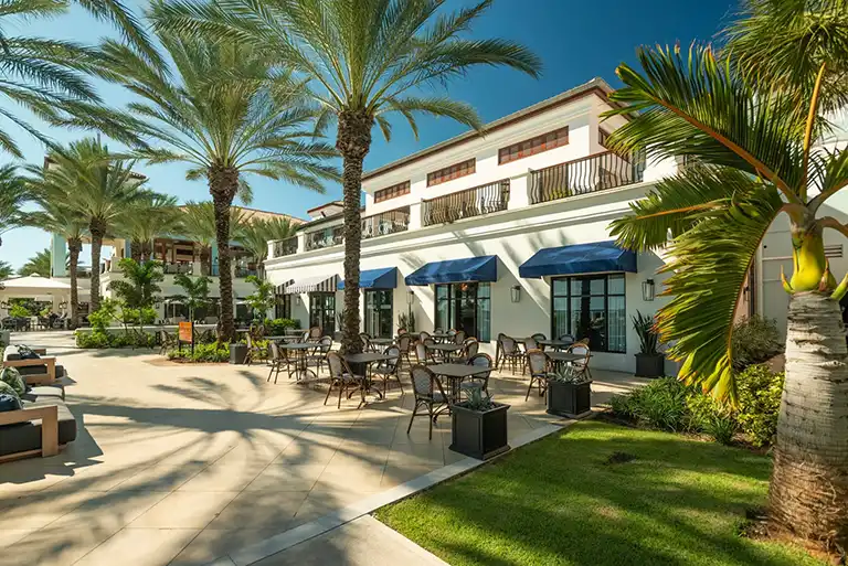 Outdoor seating at Butch's restaurant at Sandals Royal Curacao