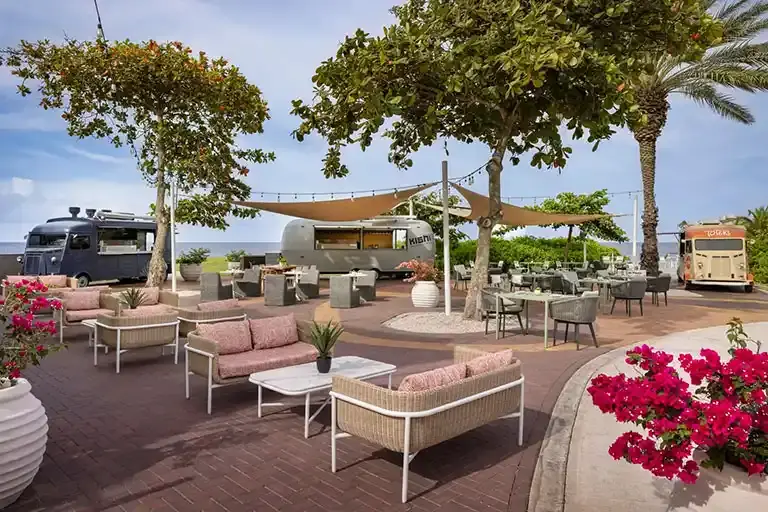 Food Trucks restaurant dining area at Sandals Royal Curacao