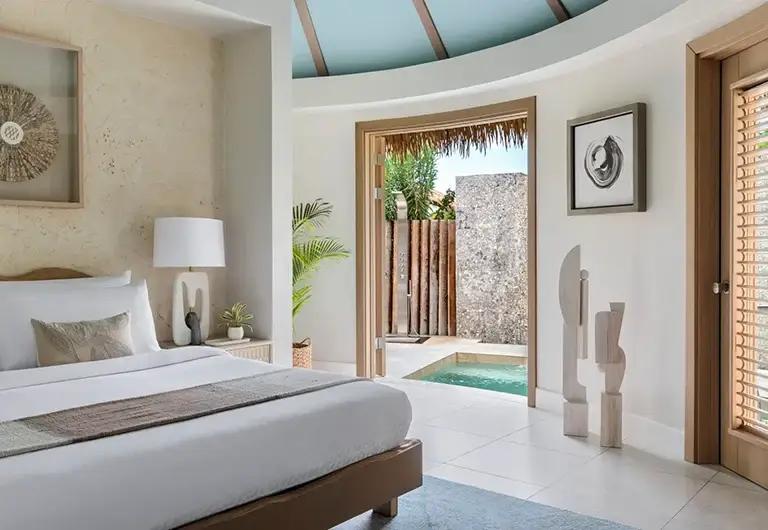 Suite bedroom detail at Sandals Royal Curacao