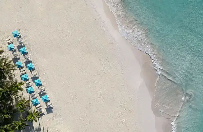 Drone view of the beach at Sandals Barbados