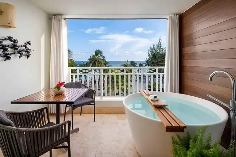 Oceanview room patio at Sandals Barbados