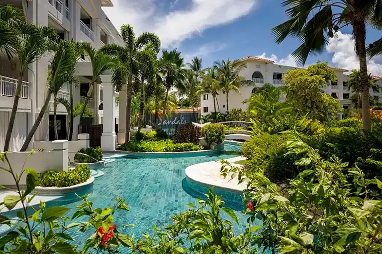Swim-up room block and pool at Sandals Barbados