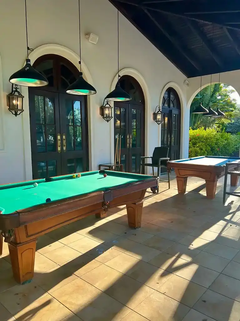 Billiards table on a covered patio at Sandals South Coast