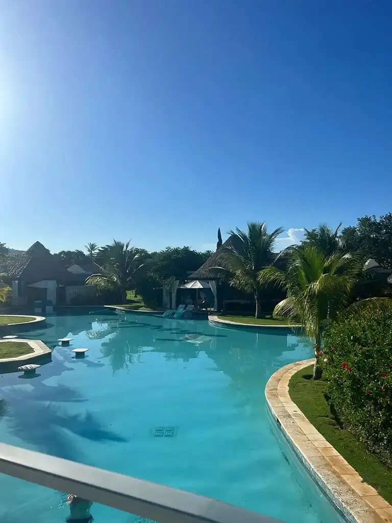 Lazy river pool with cabanas at Sandals South Coast