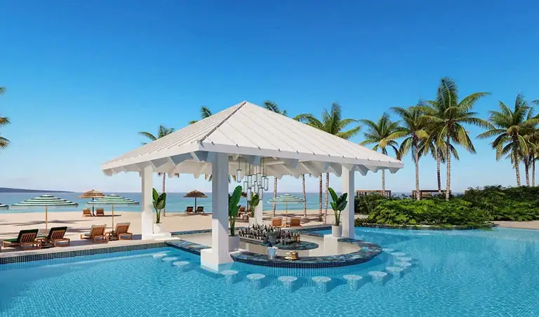 Poolside cabana bar at Sandals South Coast